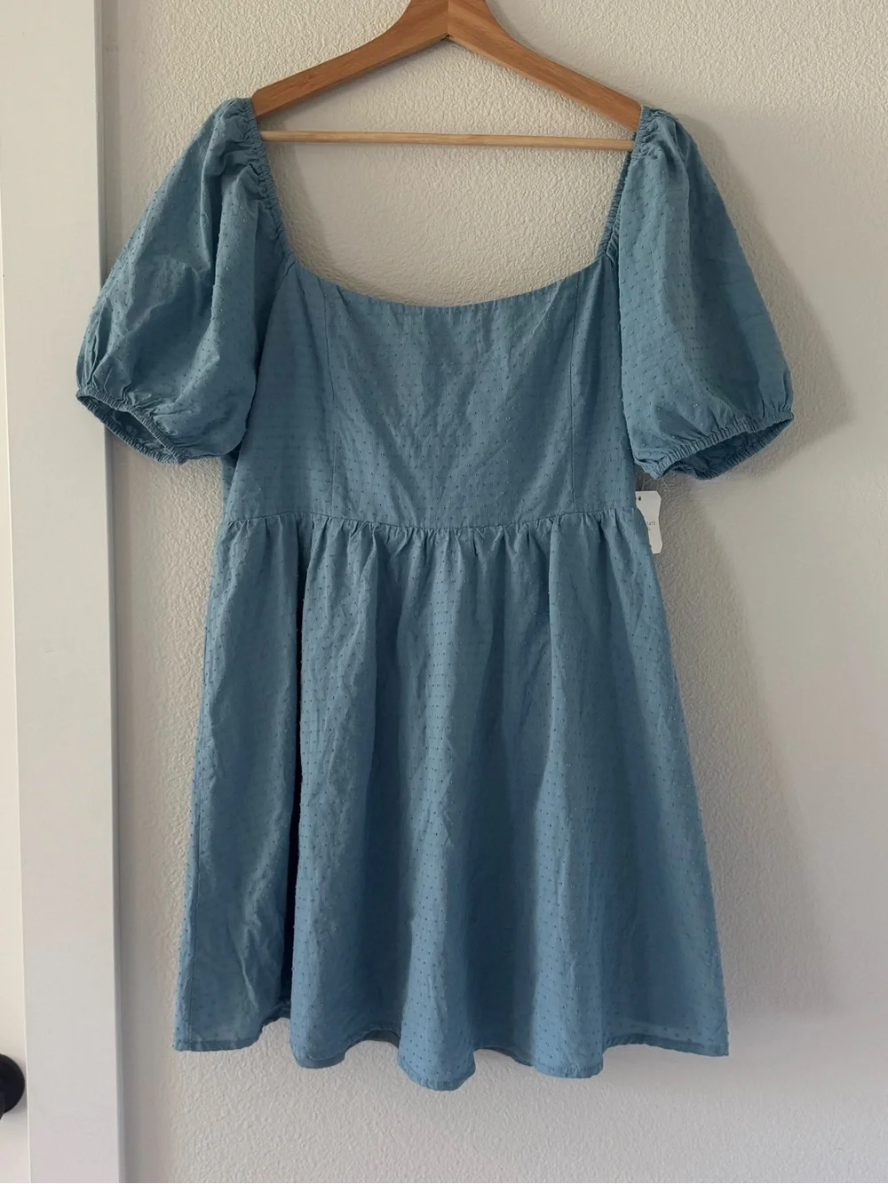 🩵 NWT Altar’d State Blue Puff Sleeve Babydoll Mini Dress XL🩵